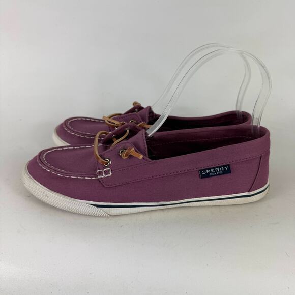 Sperry Topsider Boat Shoes Women's 7.5 Purple Canvas Round Toe Low Top Comfort - Picture 5 of 10